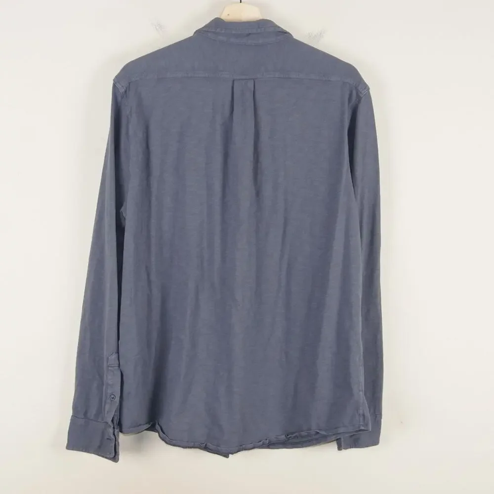 J Crew Garment Dyed Harbor Slub Cotton Gray Long Sleeve Button Shirt Mens XL